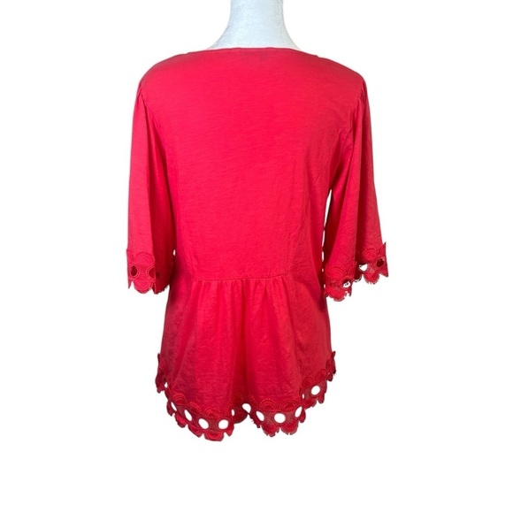 Boden Ayla Jersey Top Sunset Crochet Trim Bell Sleeves Tassels Boho Women’s Sz 4 - Picture 7 of 12